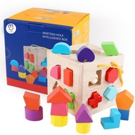 Sorter Drewniany Kostka Edukacyjna Klocki