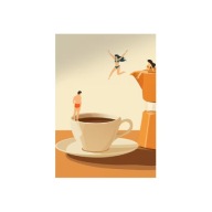 Plakat „Coffee Dive” – Ilustracyjny Plakat Kawowy
