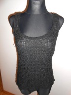 NEXT czarny top wełniany z cekinami S-NOWA