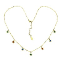 86870 Celebrytka złota stal chirurgiczna 316L kolorowe gwiazdki