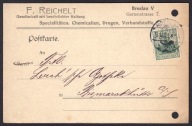 1909 WROCŁAW - F.REICHELT - HANDEL CHEMIĄ, LEKAMI - PERFORACJA FIRMOWA