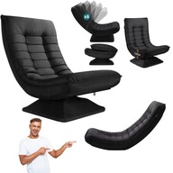 FOTEL ROZKLADANY DO SALONU WYGODNY WYPOCZYNKOWY OBROTOWY CZARNY PREMIUM