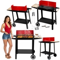GRILL WĘGLOWY OGRODOWY PRZENOŚNY DUŻY NA KÓŁKACH BBQ REGULOWANY RUSZT