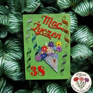 Ręcznie robiona kartka urodzinowa z personalizacją wieku DJora - bukiet nr2