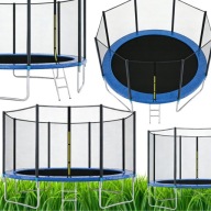 TRAMPOLINA OGRODOWA DLA DZIECI 365cm Z DRABINKĄ SIATKĄ OSŁONA SPRĘŻYN 150kg