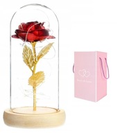WIECZNA RÓŻA W SZKLE SZKLANA RÓŻA +LED