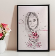 KARYKATURA ZE ZDJĘCIA URODZINY 1 OSOBA A3