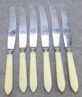 Radzieckie Sztućce, noże нерж Biały Bakelit - zestaw 6 szt.