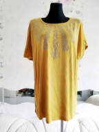 MUSZTARDOWA BLUZKA DIAMENTY GEOMETRYCZNA ornament miła wygodna zdobiona