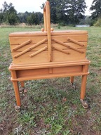 DUŻY NICIAK ,PRZYBORNIK Z EPOKI PRL DREWNIANY BARDZO POJEMNY