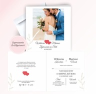 Zaproszenia na Ślub Ślubne ze Zdjęciem papier Foto