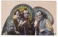 Styl Japoński mężczyźni parasolki 1906r. Kolorowana