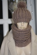 KOMPLET CZAPKA golf L RĘKODZIEŁO MOHER kawa z mlekiem