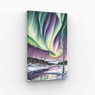 Obraz Na Płótnie 40x70 Zorza Polarna w Skandynawii nocny pejzaż | Prezent