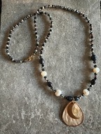 Naszyjnik regulowany handmade Luna Lunula Masa perłowa Perły