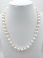 Naszyjnik Perły NATURALNE Słodkowodne 9-10mm SREBRO 46cm