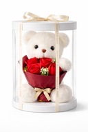 PLUSZOWY MIŚ Z BUKIETEM MYDLANYCH RÓŻ PLUSZAK PREZENT NA WALENTYNKI PUDEŁKO
