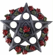 NEMESIS NOW świecznik na tealighty róże PENTAGRAM rose gwiazda jak NOWY