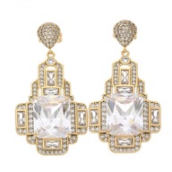 63569 KOLCZYKI 18K POZŁACANE 45/23 MM okazałe z kryształami i cyrkoniami