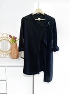 Granatowy ażurowy asymetryczny kardigan boho scandi Object sweter narzutka