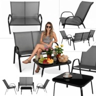 KOMPLET MEBLI OGRODOWYCH ZESTAW KAWOWY STOLIK 2 KRZESŁA SOFA NA BALKON DUŻY