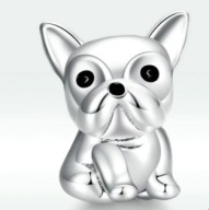 CHARMS buldog francuski buldożek pies srebrny