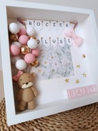 Pamiątka ramka na roczek urodziny, dla dziewczynki miś na zdjęcie