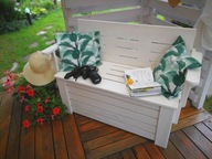 Skrzynia ze składanym oparciem i podłokietnikami, skrzynioławka.