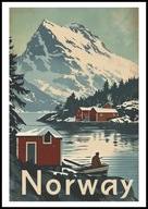 A2 KOLOROWY PLAKAT OBRAZ NORWEGIA, NORWAY, VINTAGE RETRO