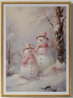 A2 PLAKAT OBRAZ, PLAKAT BAŁWAN DWA BAŁWANKI ZIMA ŚNIEG