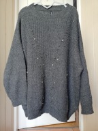 sweter szary page one 42 koraliki cyrkonie