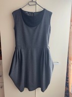 38 M 36 S Berge dzianinowa sukienka szara koraliki przy dekolcie pasek