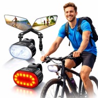ZESTAW BEZPIECZEŃSTWA ROWEROWEGO LUSTERKA 2SZT 360° + LAMPKI LED DO ROWERU