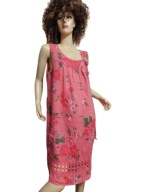 WŁOSKA SUKIENKA LNIANA z koronka kieszeniami w kwiaty 42