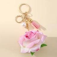 bryloczek do kluczy vintage retro gotyk róża rózowa złoty perła modna