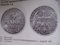 Worek menniczy 1000 sztuk 3 marki 1922 A Weimar