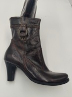 Kozaki włoska skóra naturalna brązowe ocieplane WYPRZEDAŻ R. 38