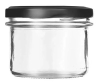 1x Słoik szklany 235ml prosty + zakrętka czarna z funkcja CLICK