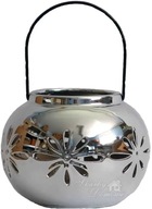 Piękne srebrne Boże Narodzenie lampion świecznik Glamour lustrzany