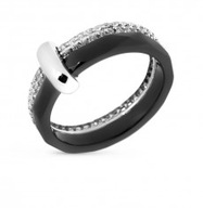 -25%PIERSCIONEK CZARNA CERAMIKA Z SREBREM 925 R.14