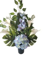 Bukiet Cmentarz kalie hortensja klematis błękit - biel