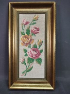 Stary obraz wyszywany z ramą