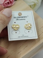 BLUEBERRY Złote KOLCZYKI SERCA serduszka Mama stal chirurgiczna 316L