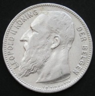 Belgia 1 frank 1909 - król Leopold II Koburg - srebro