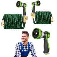 WĄŻ OGRODOWY ROZCIĄGLIWY ELASTYCZNY + PISTOLET ZŁĄCZKI 5 - 15 M SOLIDNY