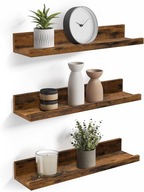 Zestaw Wiszących Regałów Dekoracyjnych Brązowe Rustykalne 38x10cm