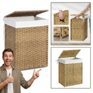 KOSZ SORTOWNIK NA PRANIE BIELIZNĘ ZABAWKI RATTAN 90L WIKLINOWY WOLNOSTOJĄCY