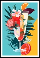 A2 PLAKAT DO KUCHNI JADALNI RESTAURACJI KIELISZEK DRINK KWIATY