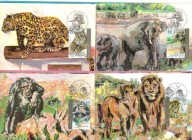 Izrael 1992 MC FDC 4szt. ZOO TelAviv i Jerozolima, lew,słoń, małpa, pantera