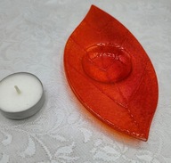 LIŚĆ ciekawy PIEKNY kolor ! INNY szklany ŚWIECZNIK